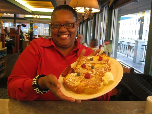 Renetta with a plate of French toast